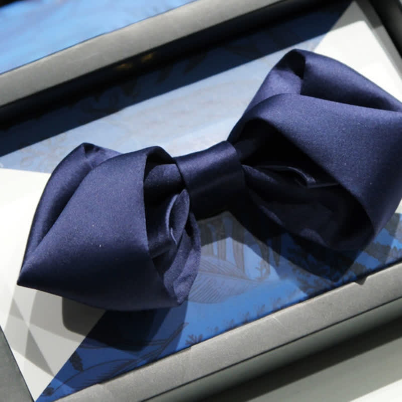 Men's Navy Blue Unique Shaped Wedding Bow Tie