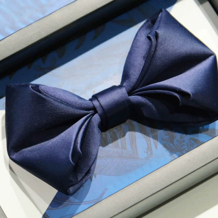 Men's Navy Blue Unique Shaped Wedding Bow Tie