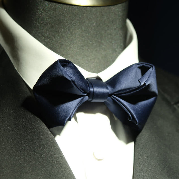 Men's Navy Blue Unique Shaped Wedding Bow Tie