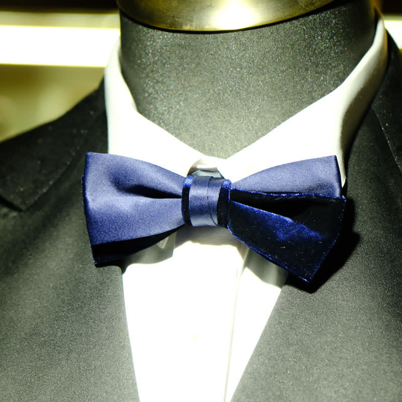 Men's Navy Blue Unique Shaped Wedding Bow Tie