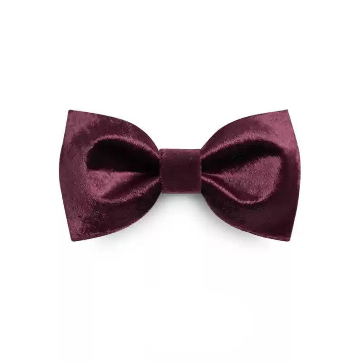 Men's Romantic Velvet Burgundy Handkerchief Bow Tie