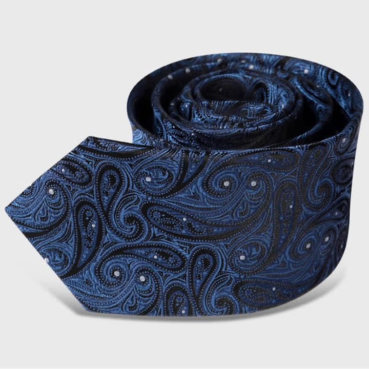 Men's Dark Blue & Black Shade Paisley Pure Silk Necktie