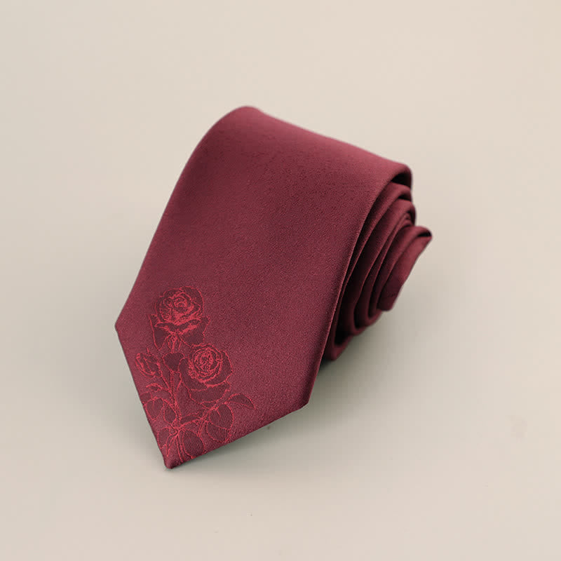 Men's Elegant Two Roses Printed Necktie