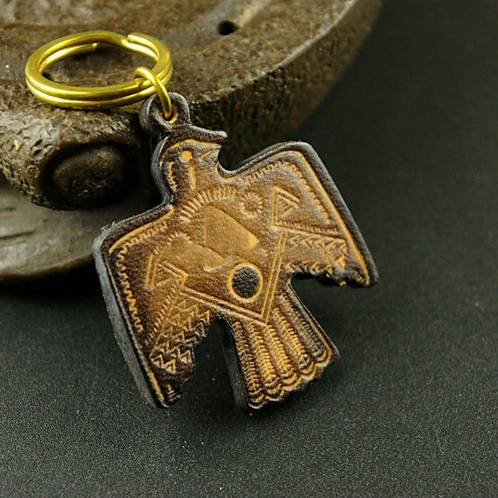 Indian Thunderbird Patron Saint Copper Leather keychain