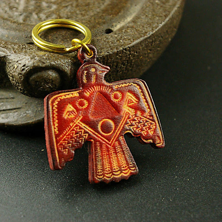 Indian Thunderbird Patron Saint Copper Leather keychain