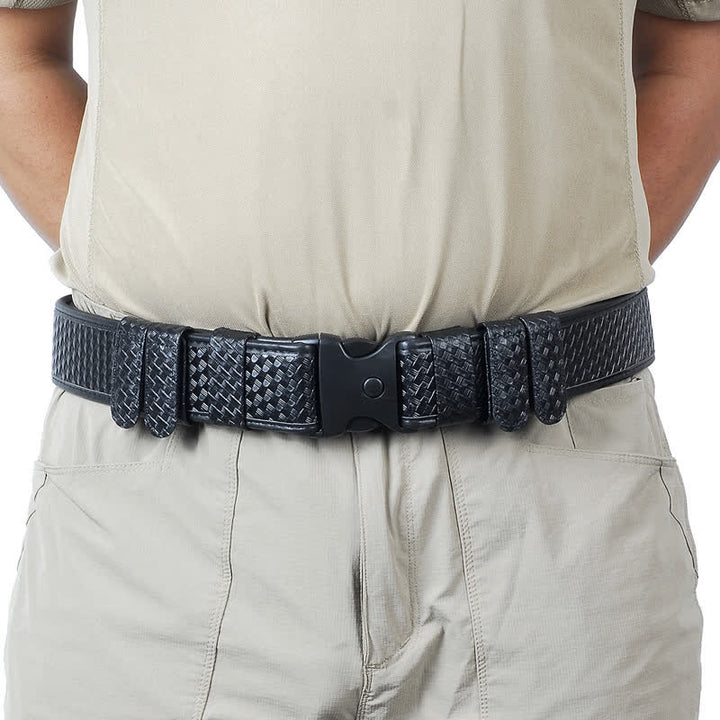 Men's Black Quick Release Leather Oxford Cloth Tactical Belt