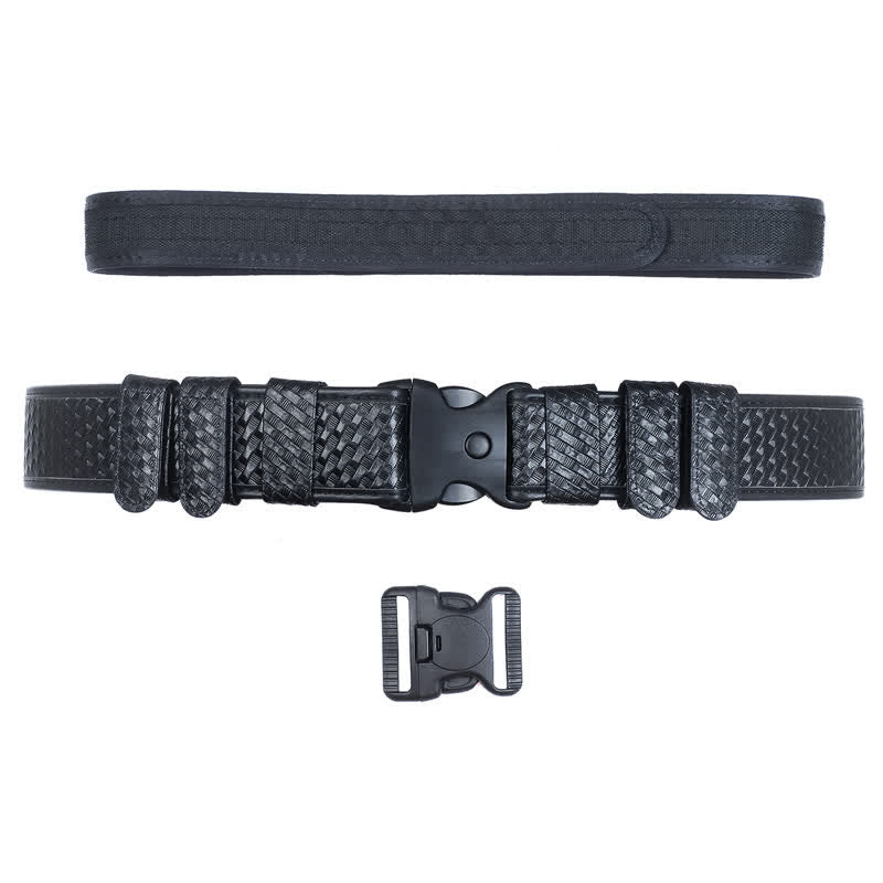 Men's Black Quick Release Leather Oxford Cloth Tactical Belt