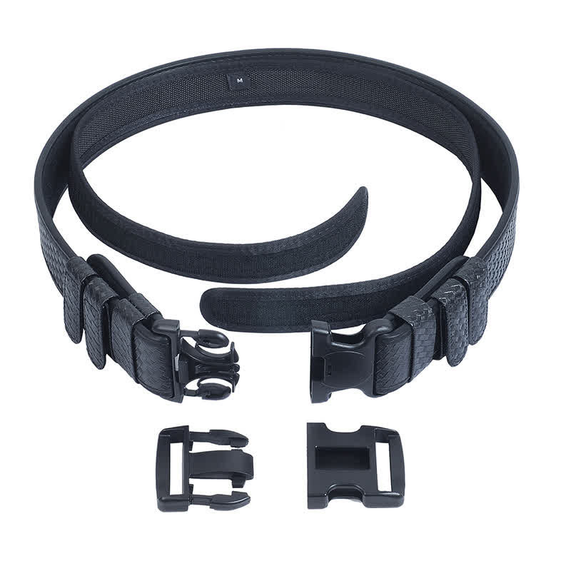 Men's Black Quick Release Leather Oxford Cloth Tactical Belt - image 8