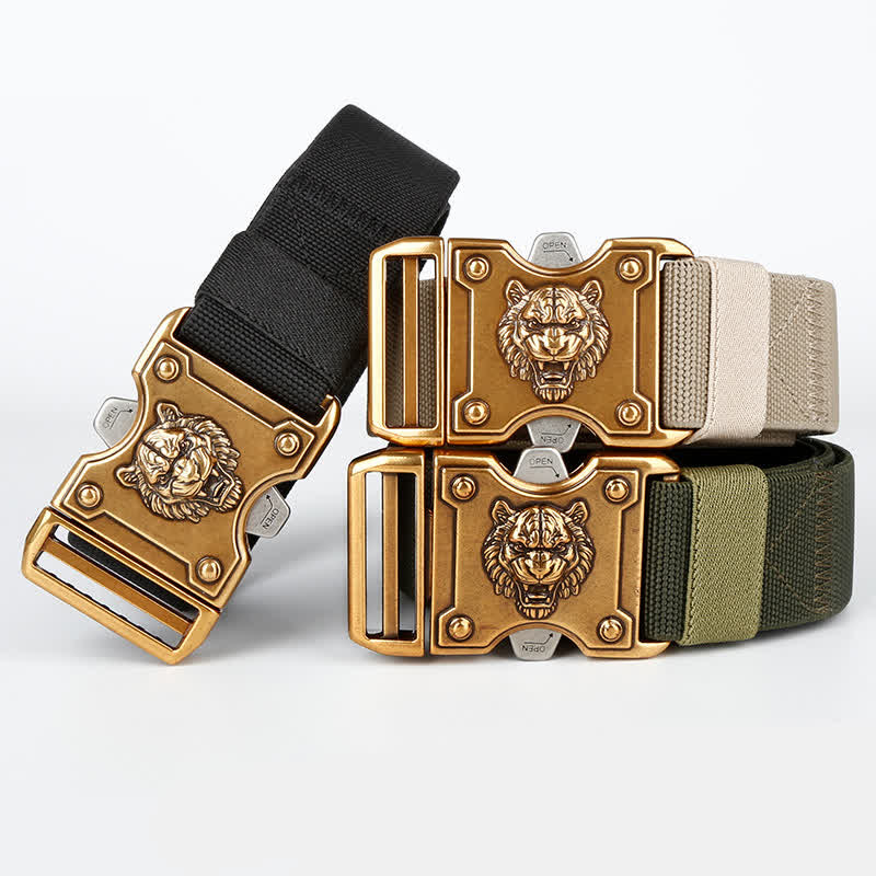 Men's Gold Tiger Double Slot Quick Release Buckle Nylon Belt