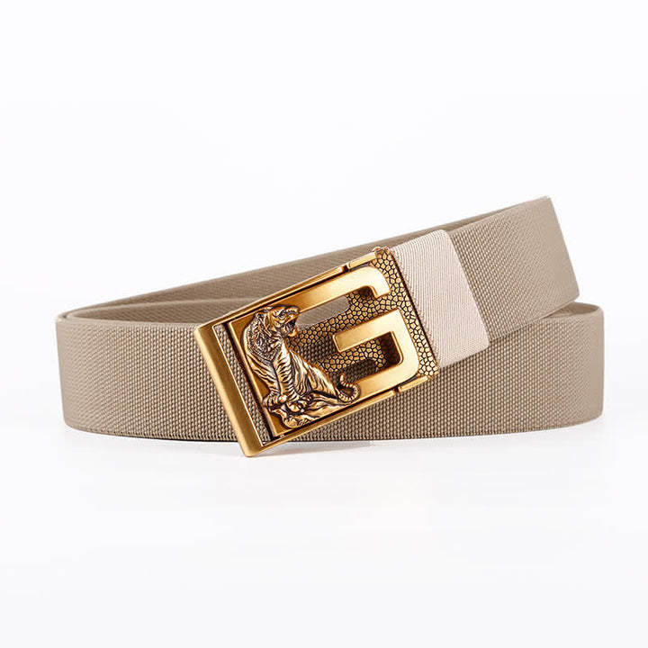 Men's Gold Powerful Tiger Automatic Buckle Nylon Belt