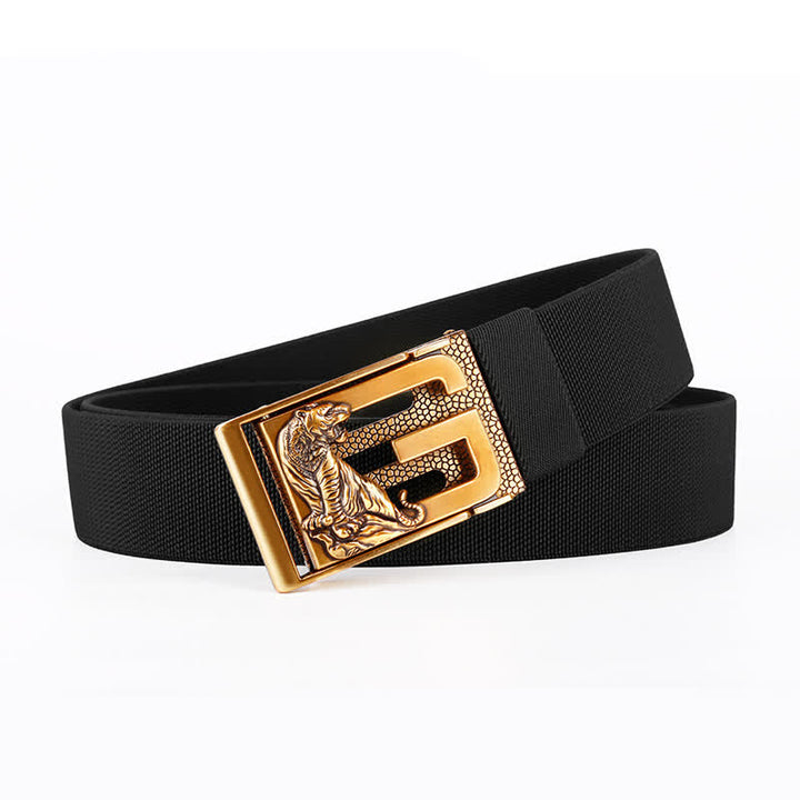 Men's Gold Powerful Tiger Automatic Buckle Nylon Belt