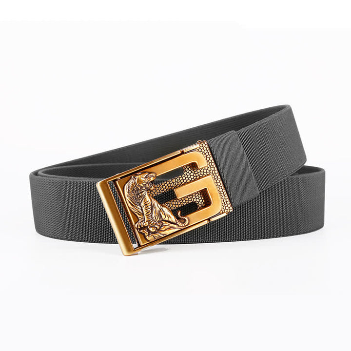 Men's Gold Powerful Tiger Automatic Buckle Nylon Belt