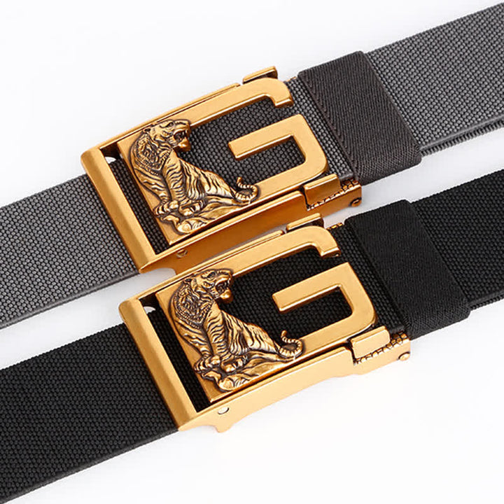 Men's Gold Powerful Tiger Automatic Buckle Nylon Belt