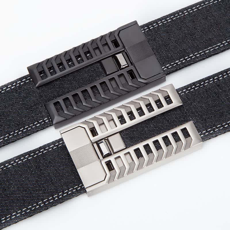 Men's Adjustable Automatic Buckle Denim Fabric Belt