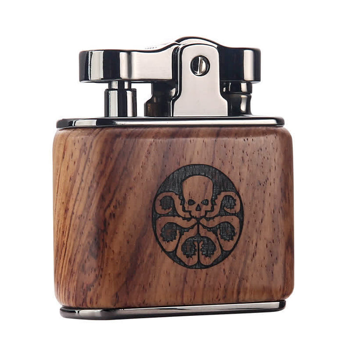 Walnut Carving Octopus Pattern Refillable Kerosene Lighter