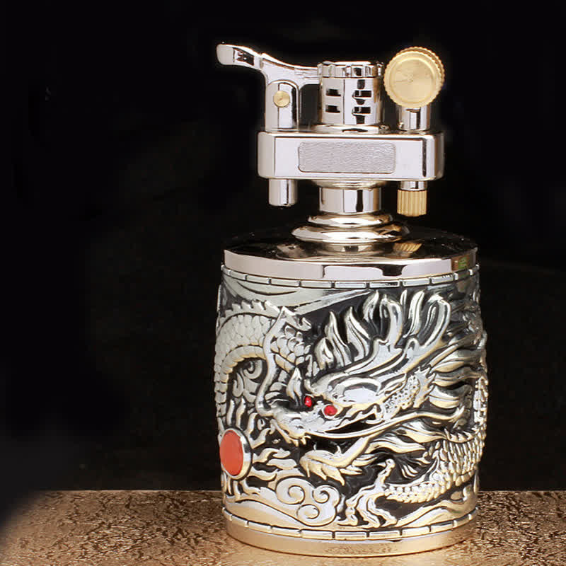 Flying Dragon Retro Cylindrical Refillable Kerosene Lighter