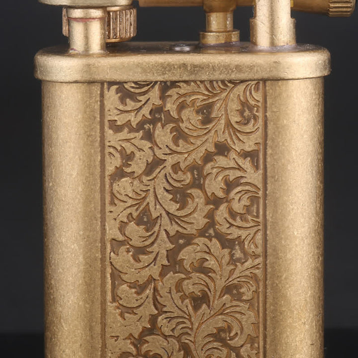 Copper Engraving Floral Pattern Refillable Kerosene Lighter