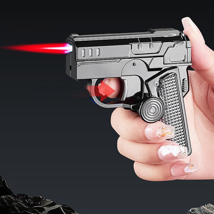 Folding Gun-Shaped LED Refillable Butane Lighter