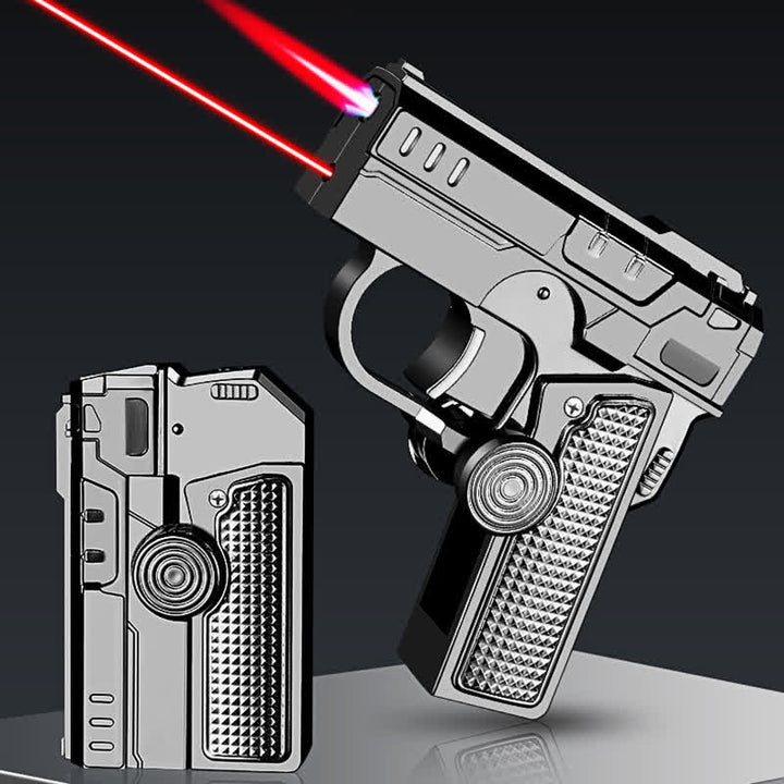 Folding Gun-Shaped LED Refillable Butane Lighter