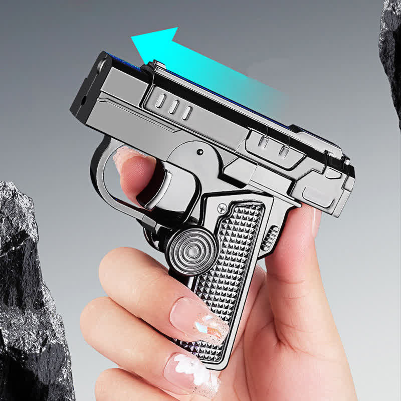 Folding Gun-Shaped LED Refillable Butane Lighter