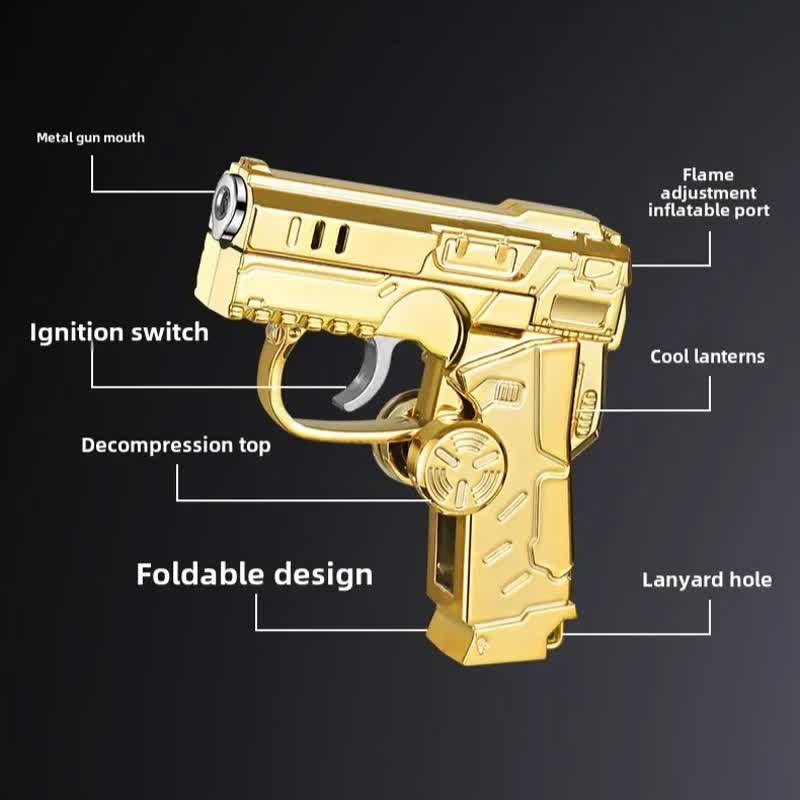 Cool Folding Pistol-Shaped Refillable Butane Lighter