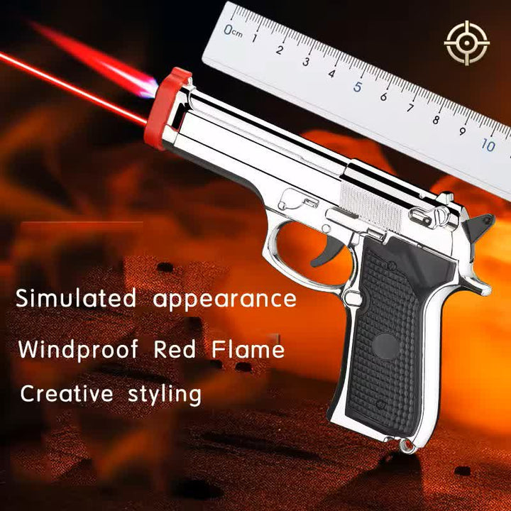 Multifunctional LED Imitation Pistol-Shaped Refillable Butane Lighter