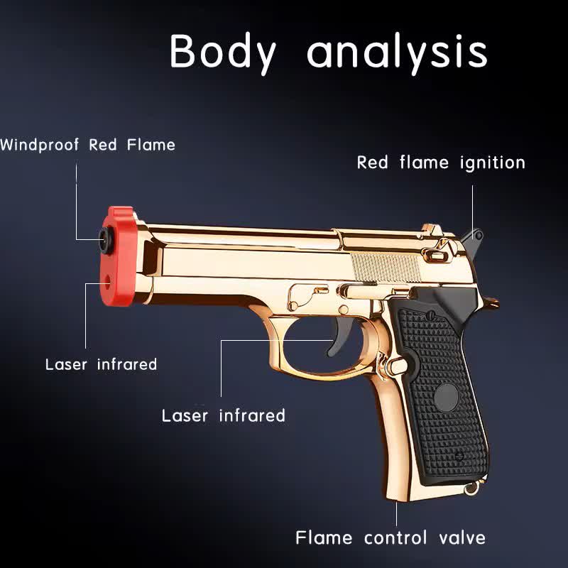 Multifunctional LED Imitation Pistol-Shaped Refillable Butane Lighter