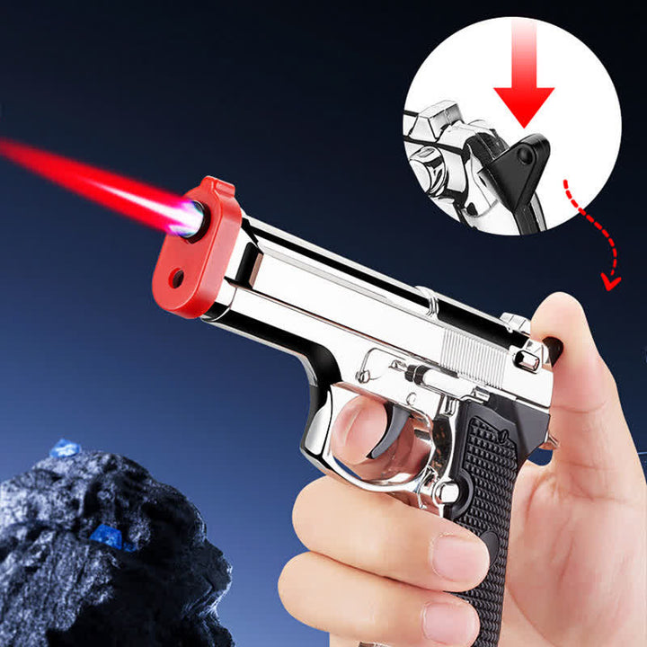 Multifunctional LED Imitation Pistol-Shaped Refillable Butane Lighter