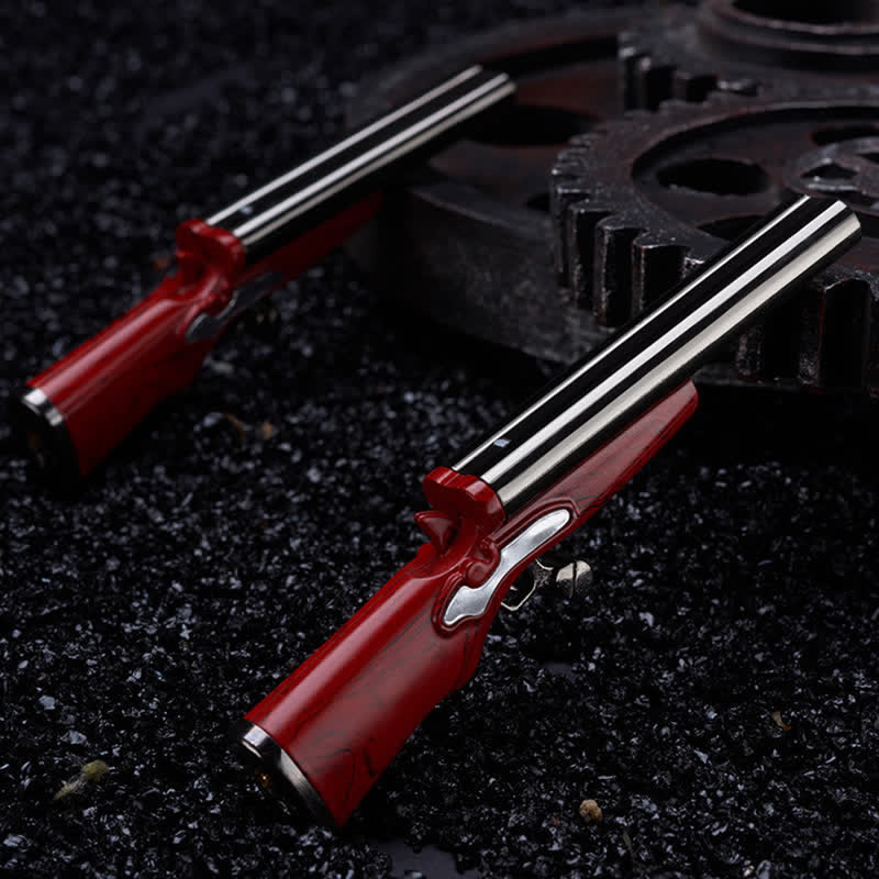 Unique Double Fire Gun-Shaped Refillable Butane Lighter