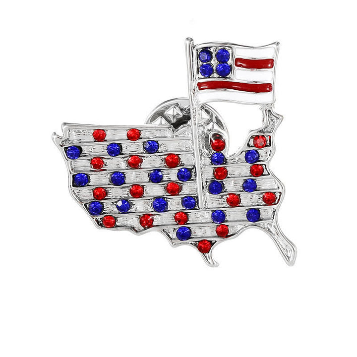 Rhinestone Eagle American Flag Patriotic Brooch