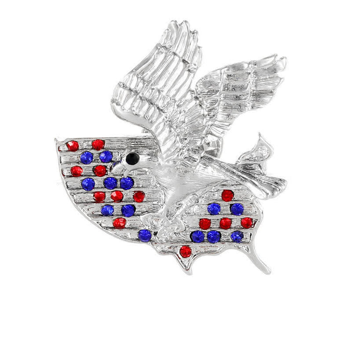 Rhinestone Eagle American Flag Patriotic Brooch