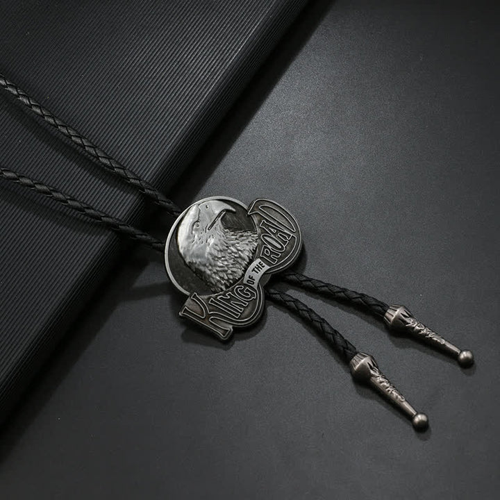 Eagle King Of The Road Leather Bolo Tie