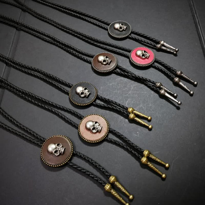 Round Shape Pendant 3D Skull Pattern Bolo Tie