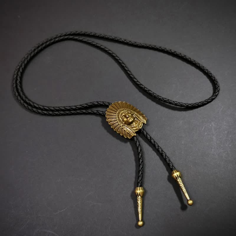 Weatern Antique Bronze Retro Indian Pattern Bolo Tie