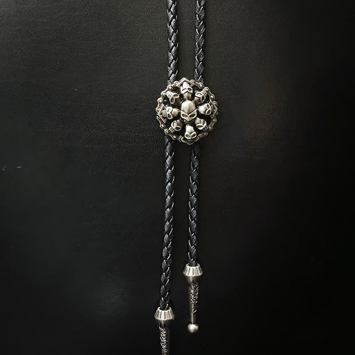 Punk Style Skull Head Silver Pendant Bolo Tie