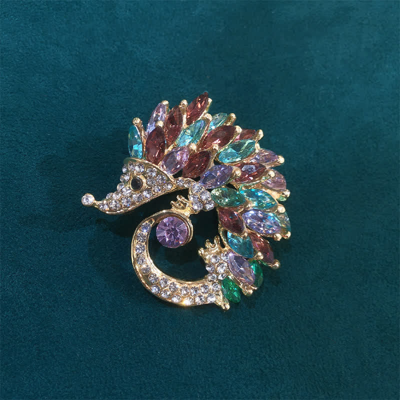 Multicolor Rhinestone Hedgehog Brooch