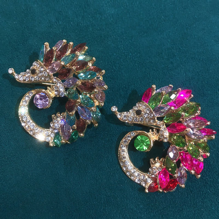 Multicolor Rhinestone Hedgehog Brooch