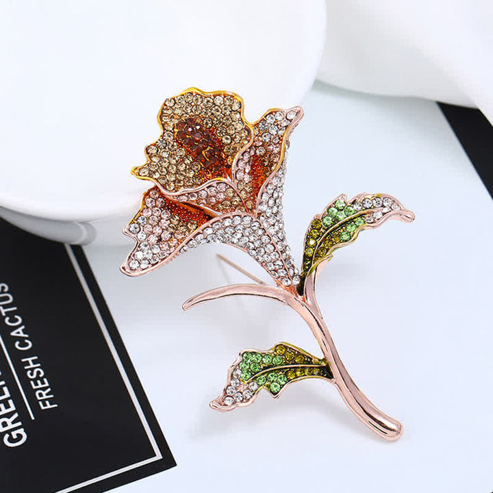 Graceful Charming Orchid Flower Rhinestone Brooch