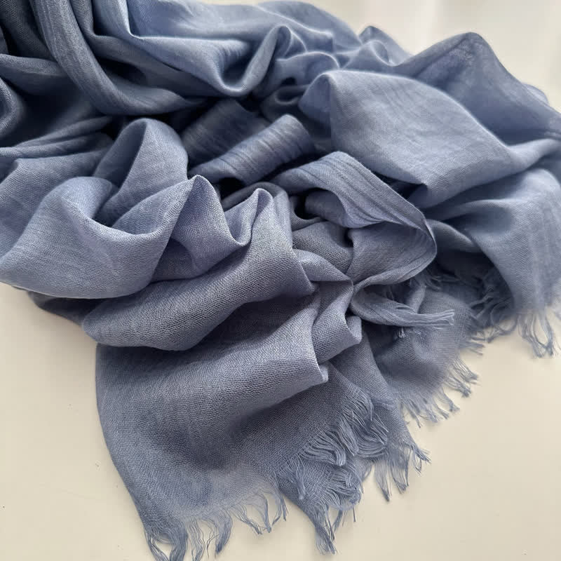 Summer Voile Solid Color Cotton Linen Thin Scarf - #25 LightSteelBlue - image 29