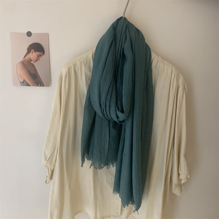 Summer Voile Solid Color Cotton Linen Thin Scarf