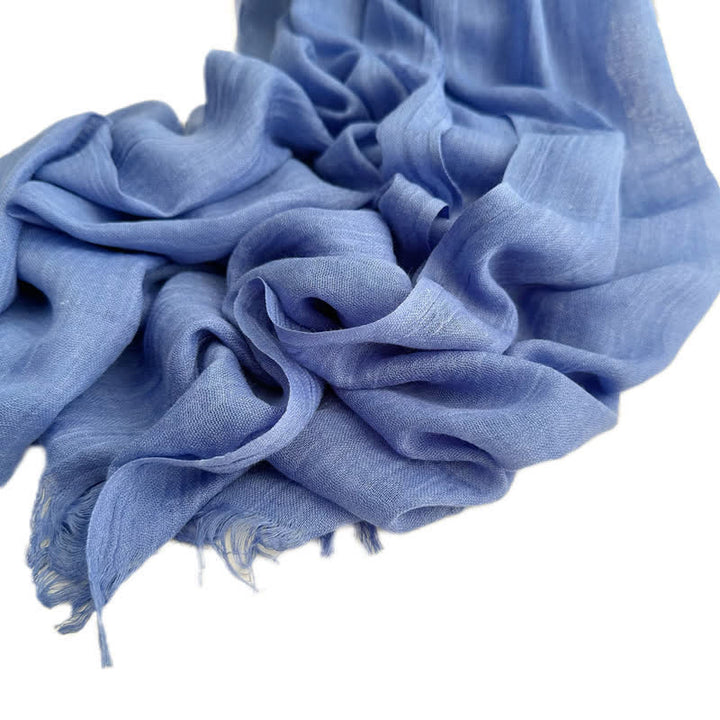 Summer Voile Solid Color Cotton Linen Thin Scarf - #31 CornflowerBlue - image 40