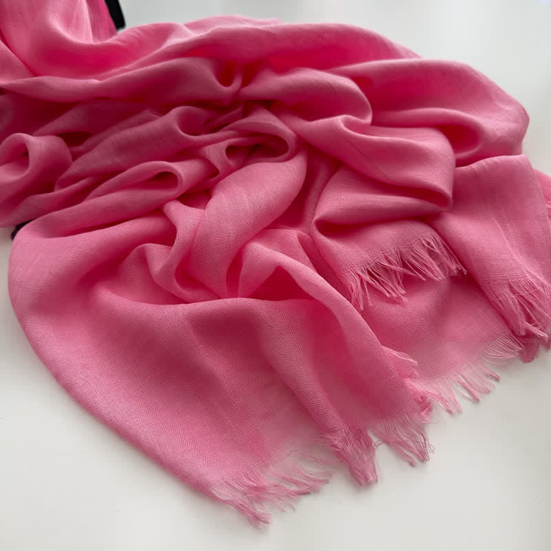 Summer Voile Solid Color Cotton Linen Thin Scarf - #18 Pink - image 21