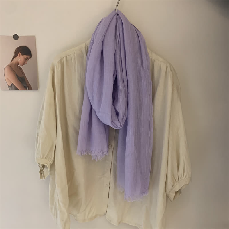 Summer Voile Solid Color Cotton Linen Thin Scarf - image 26