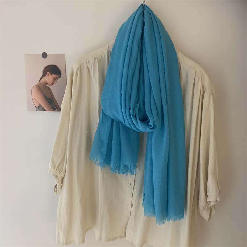 Summer Voile Solid Color Cotton Linen Thin Scarf - image 37