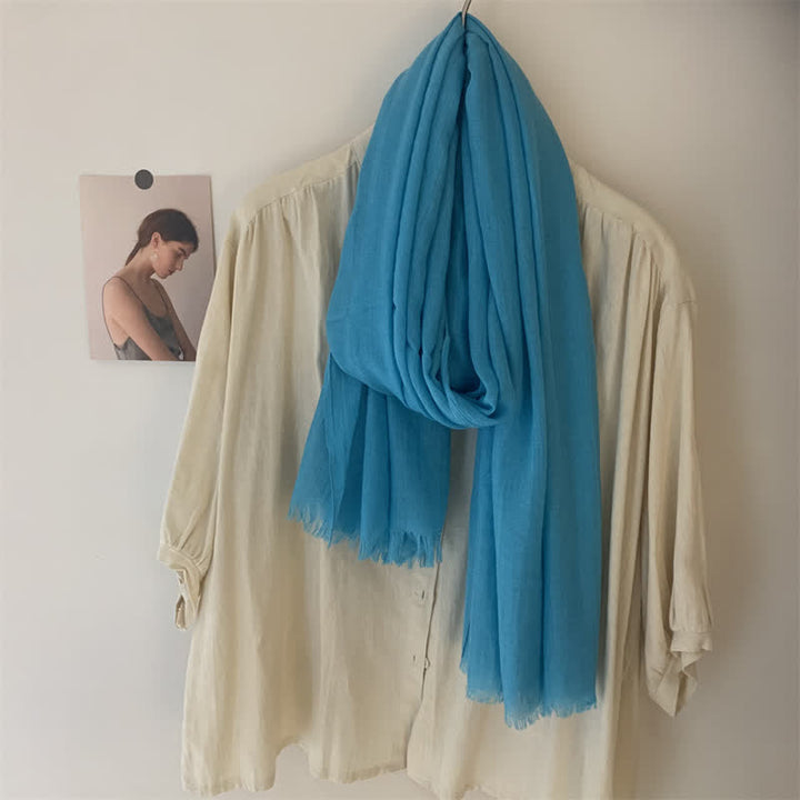 Summer Voile Solid Color Cotton Linen Thin Scarf - image 37