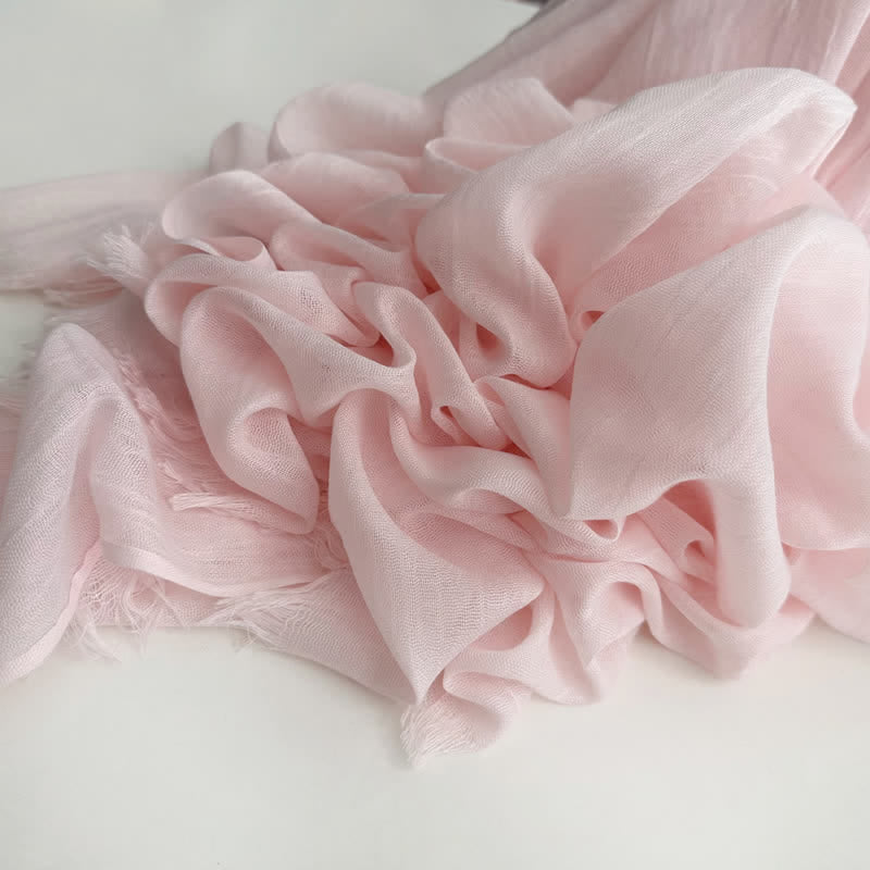 Summer Voile Solid Color Cotton Linen Thin Scarf - #12 Light Pink - image 13
