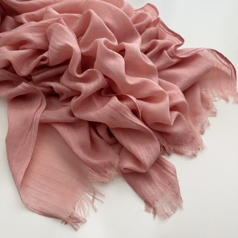 Summer Voile Solid Color Cotton Linen Thin Scarf - #19 LightCoral - image 22