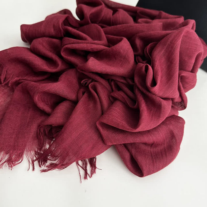 Summer Voile Solid Color Cotton Linen Thin Scarf