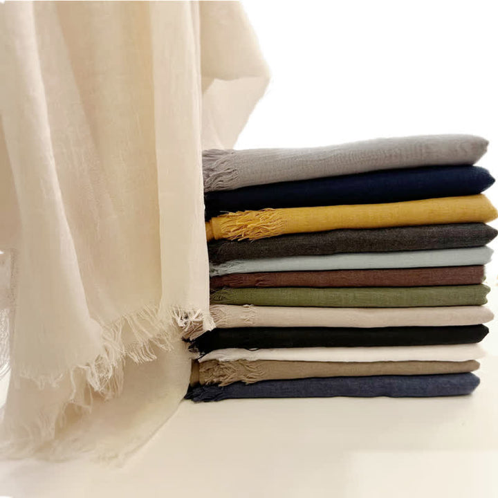 Summer Voile Solid Color Cotton Linen Thin Scarf - image 0