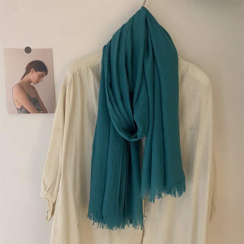 Summer Voile Solid Color Cotton Linen Thin Scarf - image 39